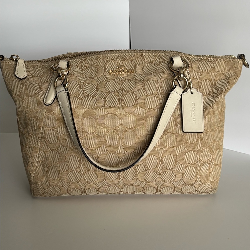 Coach Signature Canvas Satchel Crossbody Light Khaki Chalk - Picture 6 of 14